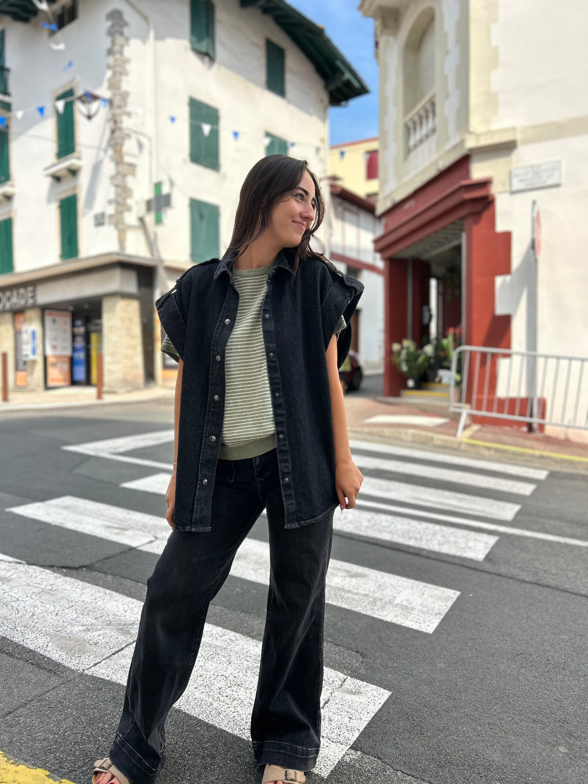 Veste jean sans manches