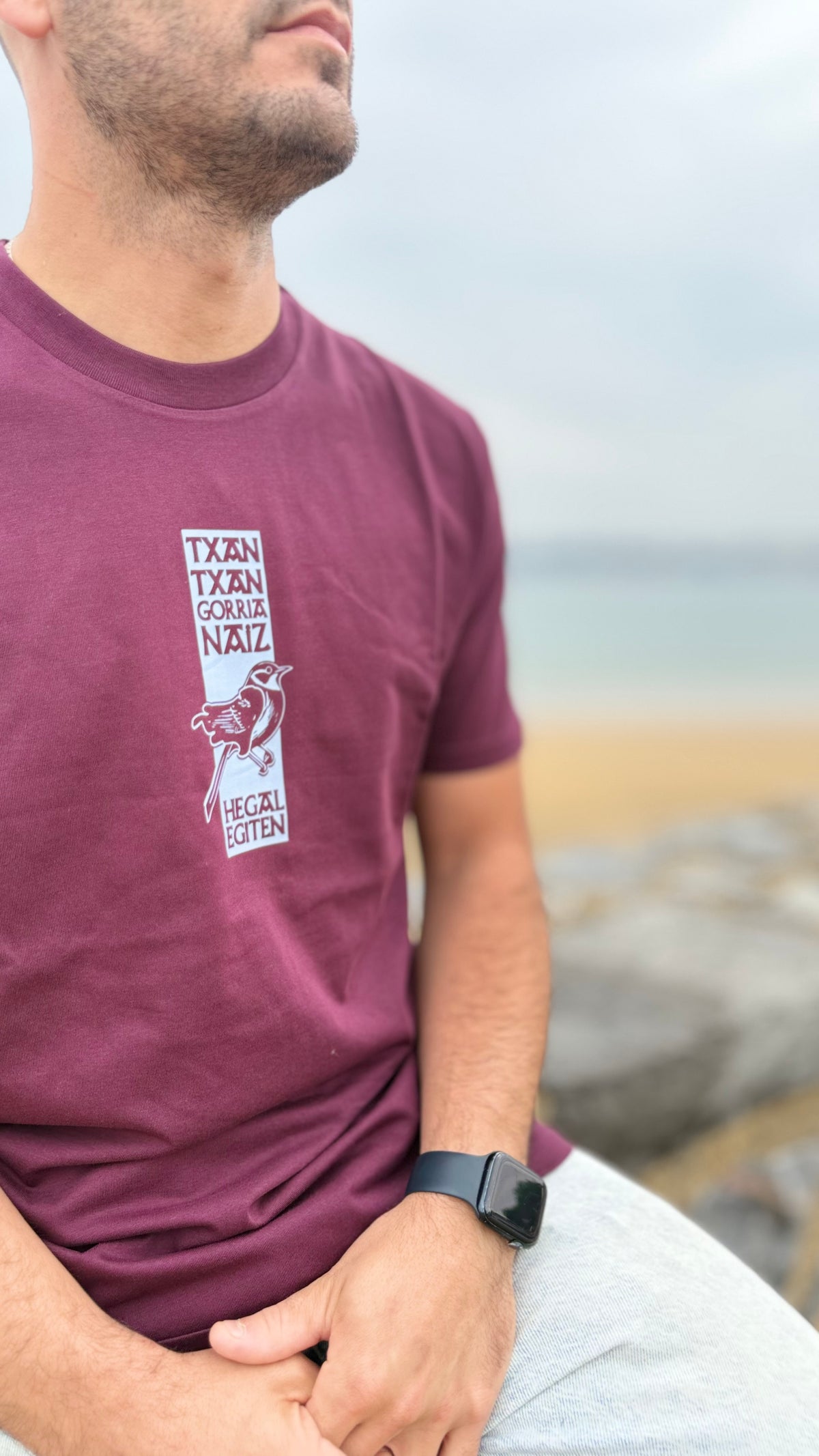 T-shirt TXANTXAN EZ KEXA Violine – Coton Bio Ultra Doux | Marque Basque de Sare