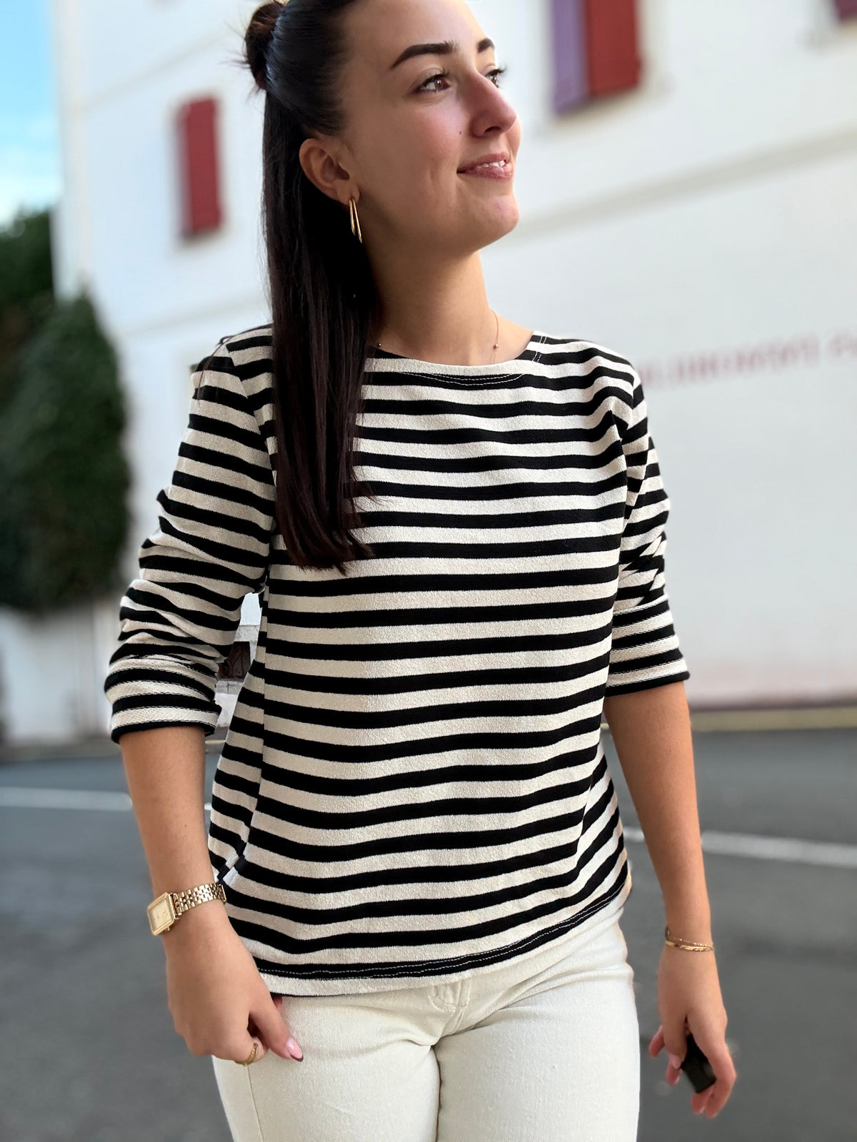 Pull fin marinière femme à rayures