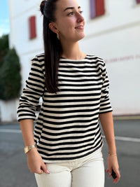 Pull fin marinière femme à rayures