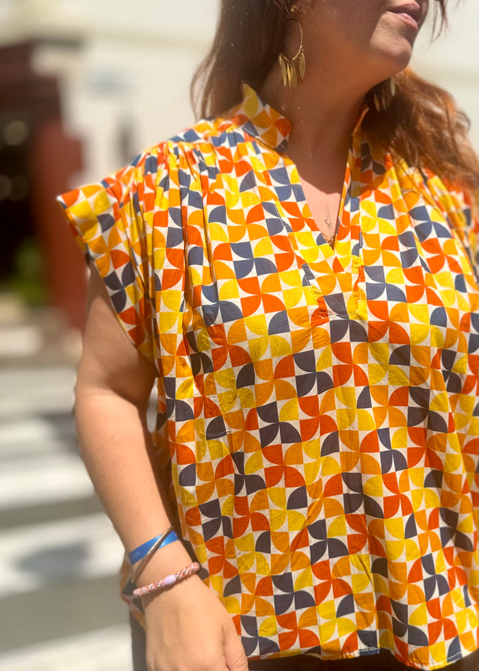 Blouse manche courte tendance 100% coton 