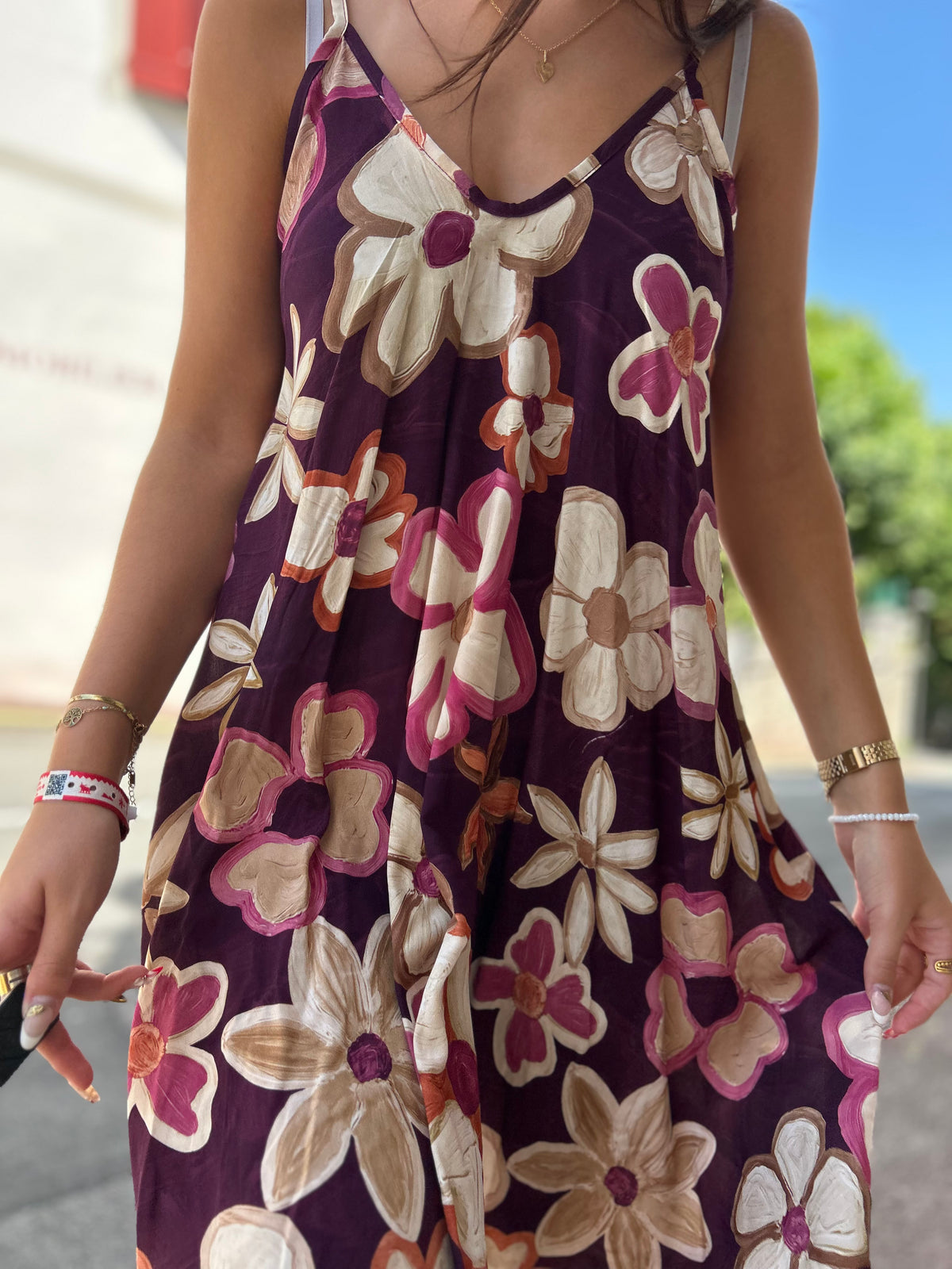 Robe Fleurie Bretelles – Taille Unique