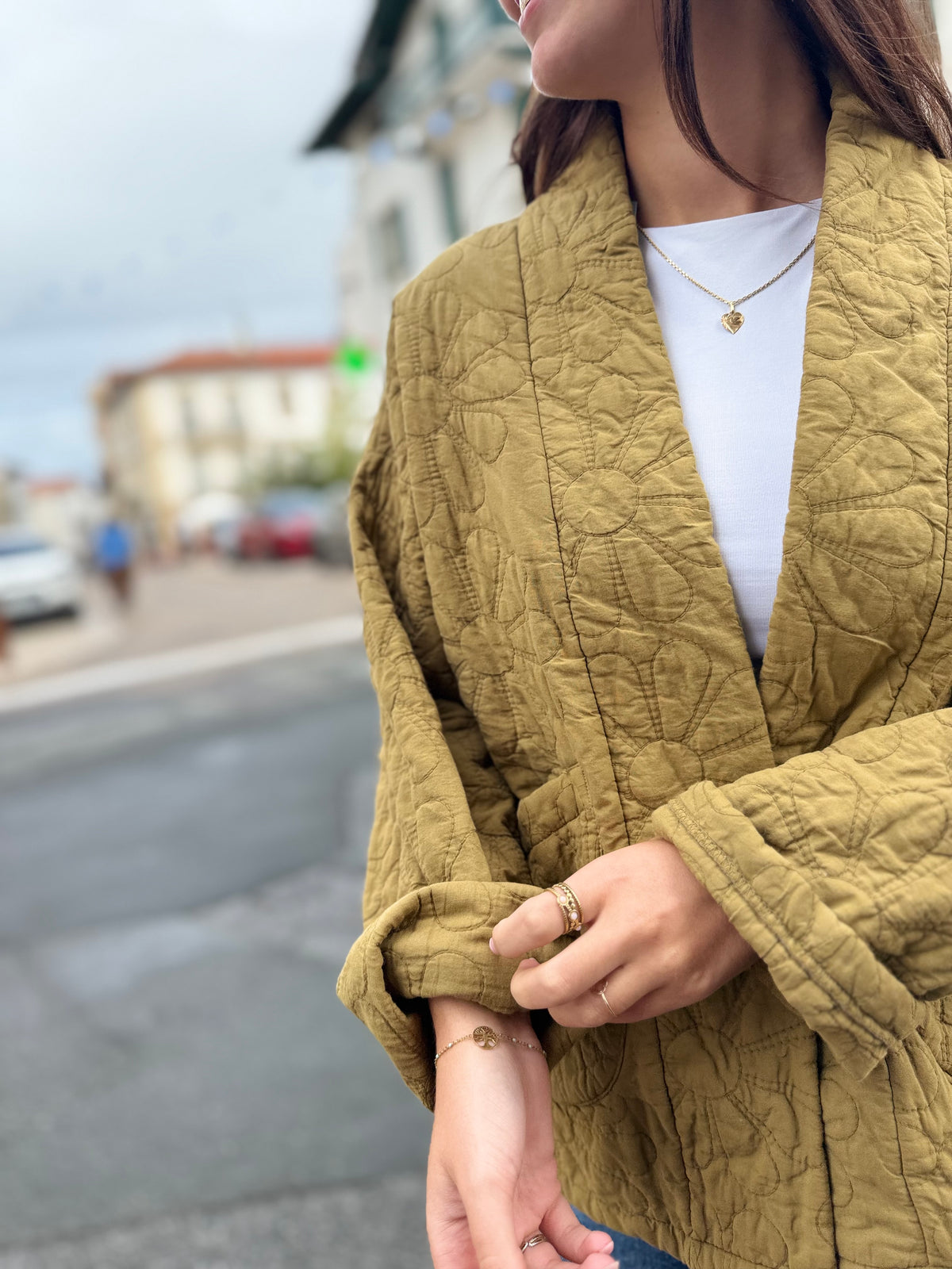 Kimono matelassé – Kaki & Terracotta