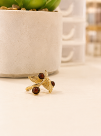 Bague Acier Inoxydable Dorée & Pierre Synthétique Marron – Collection Modadom ✨