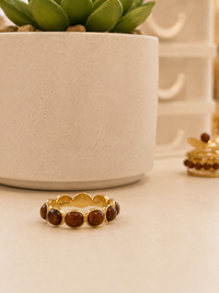 Bague Acier Inoxydable Dorée & Pierre Synthétique Marron – Collection Modadom ✨