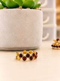 Bague Acier Inoxydable Dorée & Pierre Synthétique Marron – Collection Modadom ✨