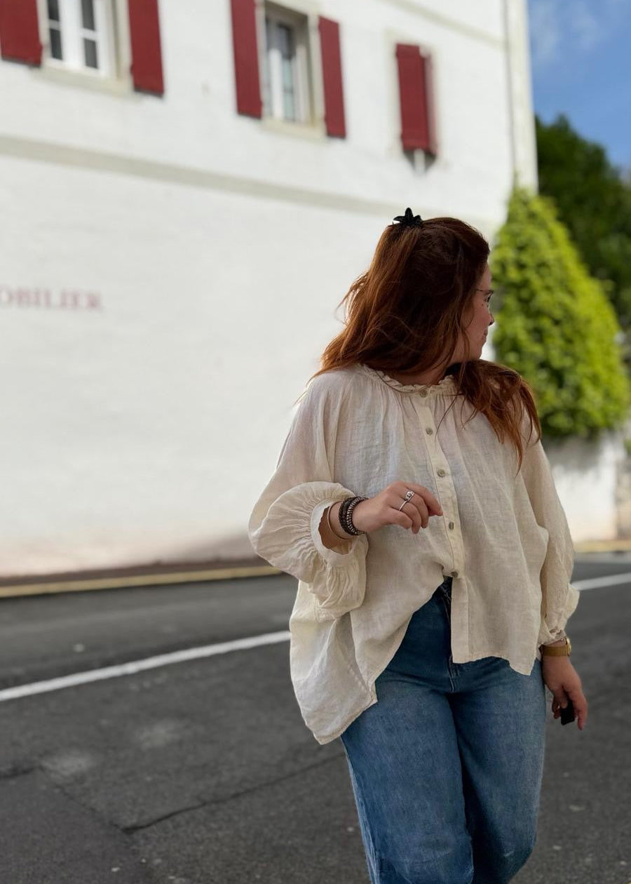 Blouse beige lain tendance 