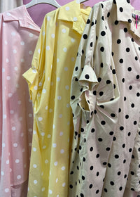 Blouse pois jaune pastel tendance 