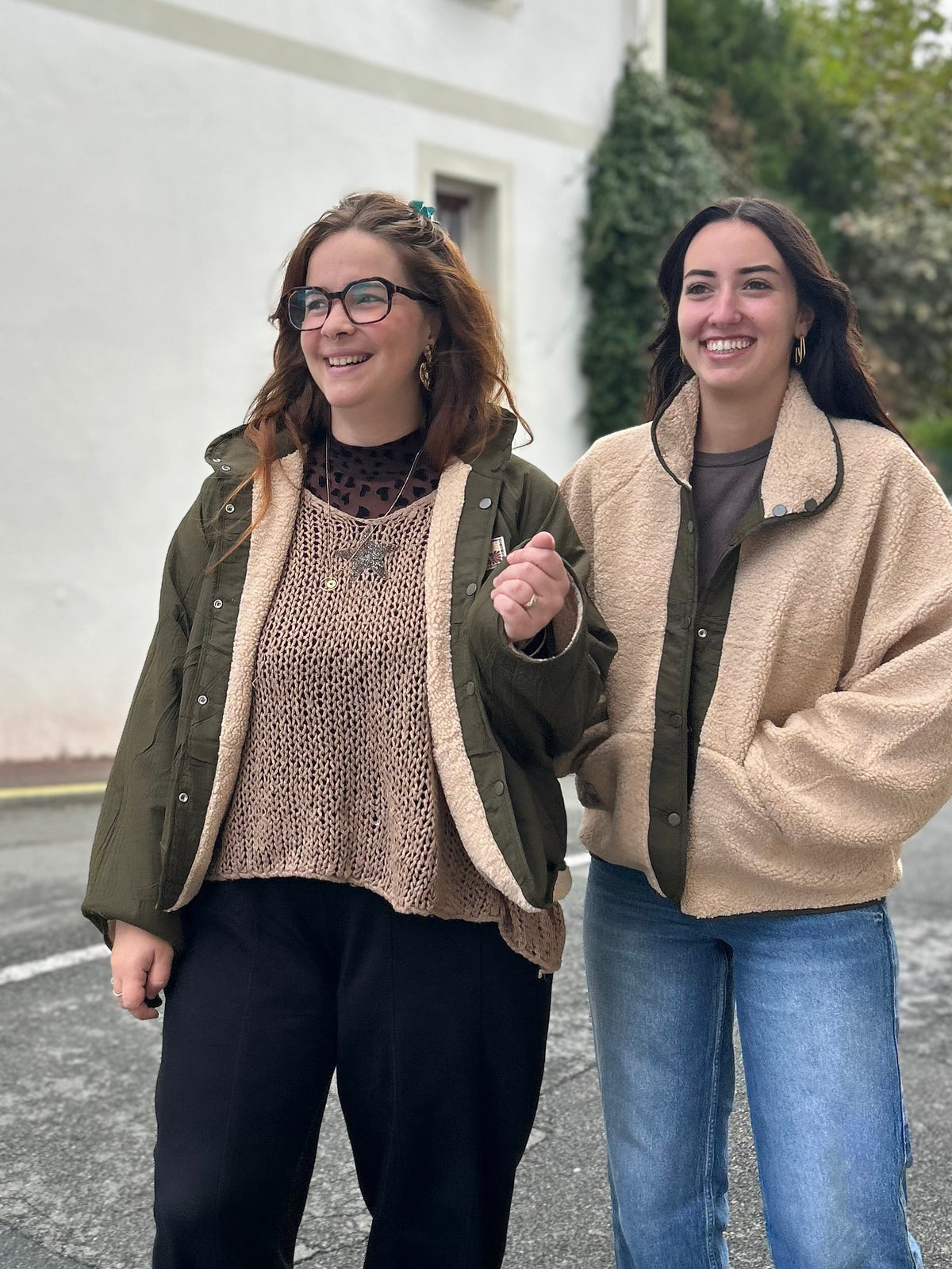 Bomber réversible teddy & imperméable kaki femme