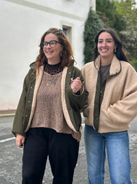 Bomber réversible teddy & imperméable kaki femme