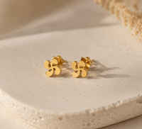 Boucles d'oreilles croix basque lauburu acier inoxydable doré - puces mini ~8mm - Modadom