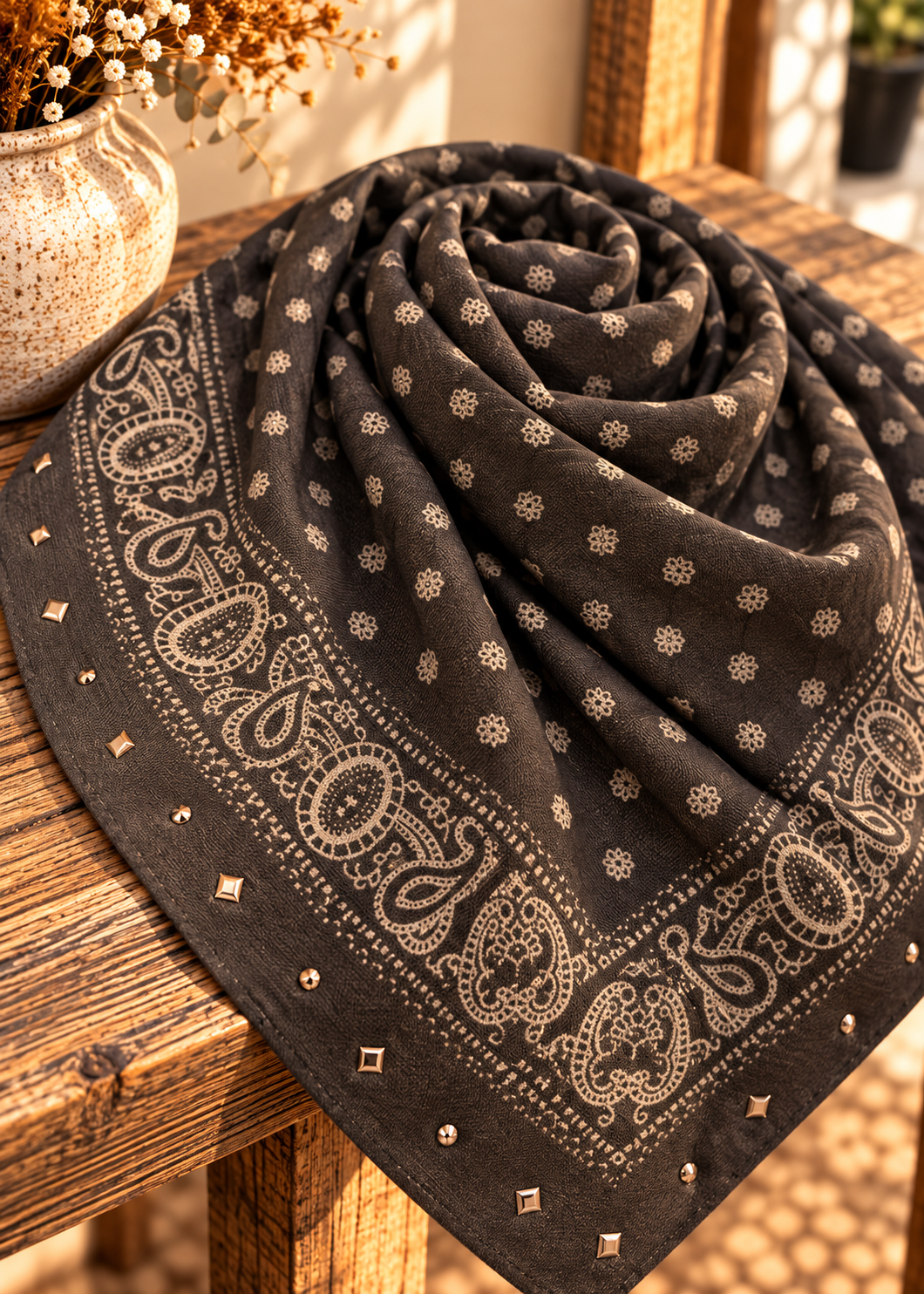 Foulard à petits clous en viscose ultra doux – 85 × 85 cm