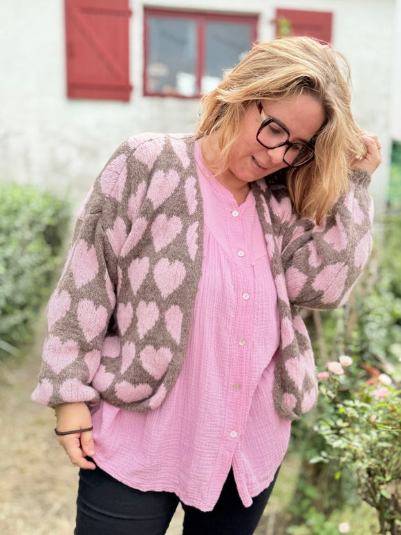 Gilet oversize laine cœur tendance 2025 Modadom