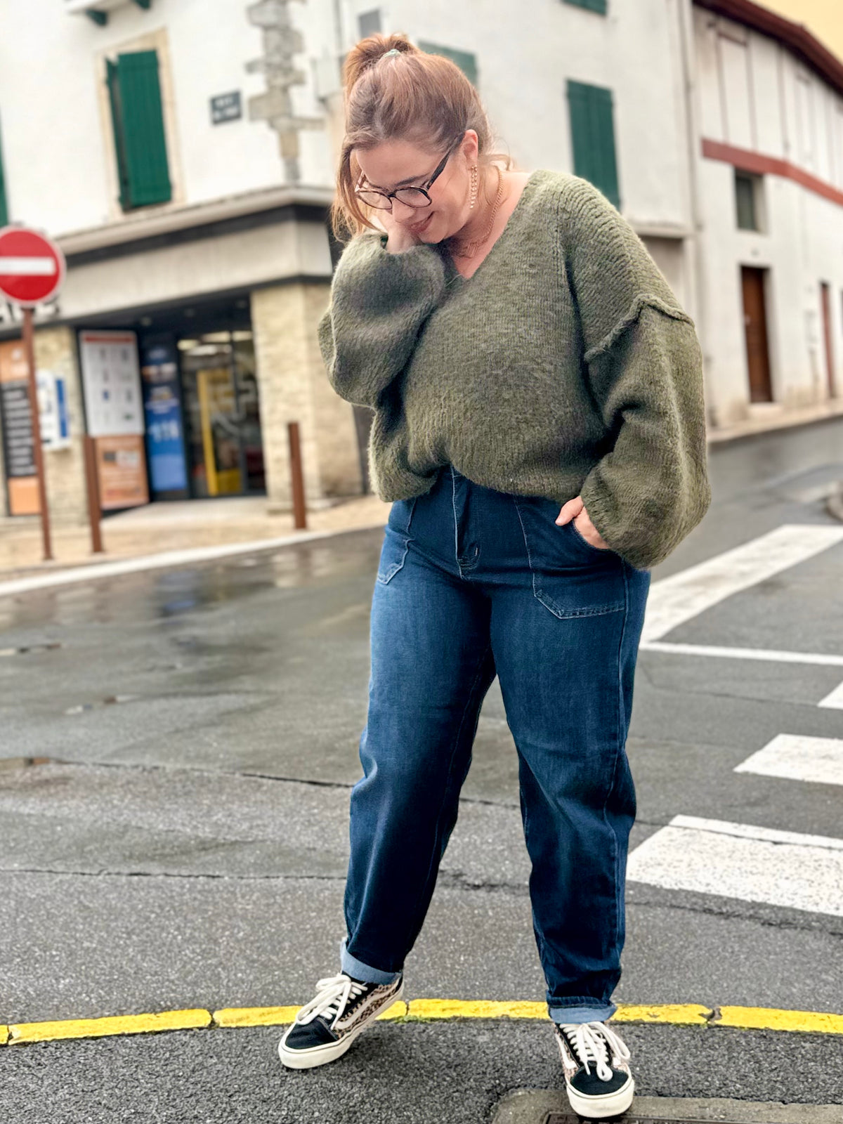 Jean large femme bleu – coupe loose