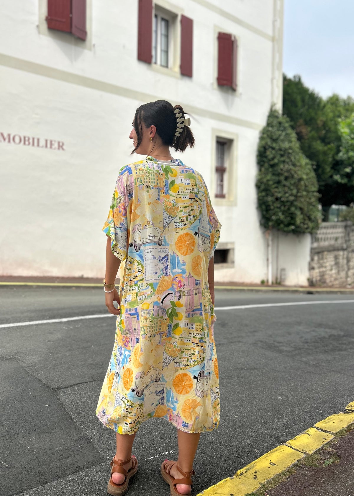 Robe imprimée Italia coloris jaune/orange – vue de face