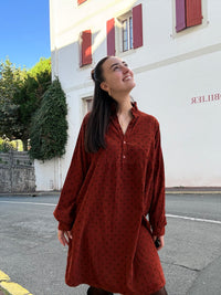 Robe courte à pois femme, effet velours fin