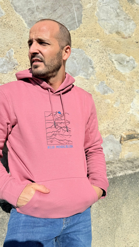 Sweat à capuche EZ KEXA “Mendizaleak” – Montagnes basques – Coton bio & recyclé – 3 coloris