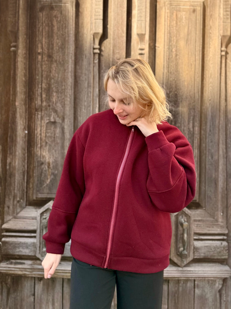 🧥 Veste LOVE Bordeaux & Cœur Chocolat – Douceur & Style pour Ton Hiver !