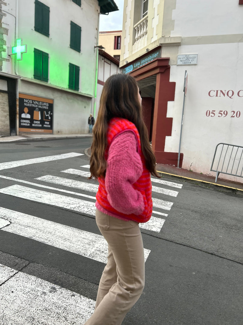 🔥 Gilet doudou sans manches "Paloma" – Pop, rétro & stylé