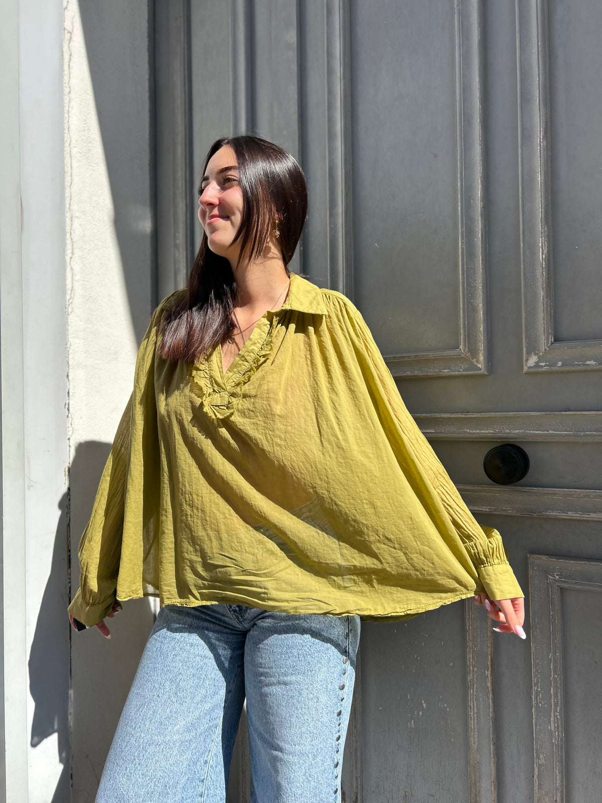 Blouse vert anis en coton