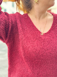 Gros pull en maille - Bordeaux