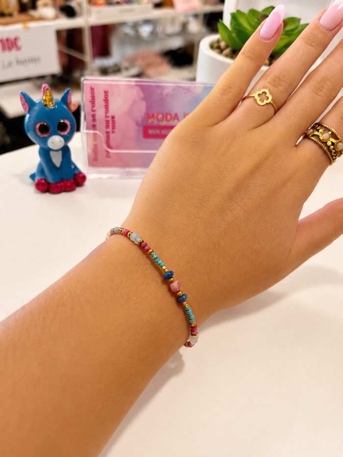 Bracelet en acier inoxydable – Perles naturelles