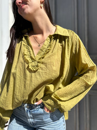 Blouse vert anis en coton