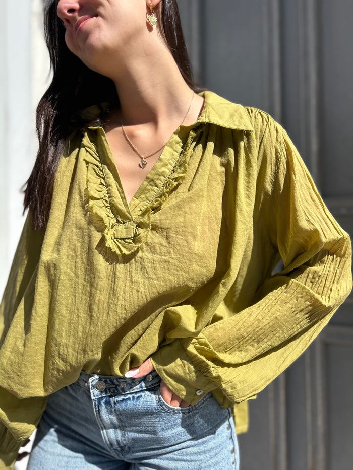 Blouse vert anis en coton