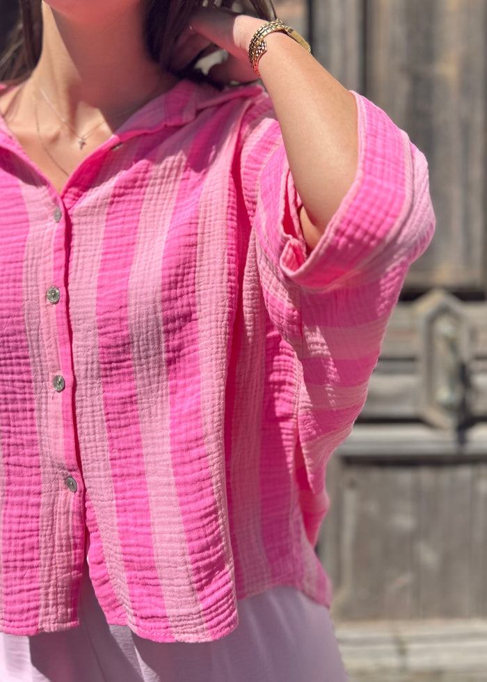 Chemise en Gaze de Coton Rayée – Couleurs Été 2026
