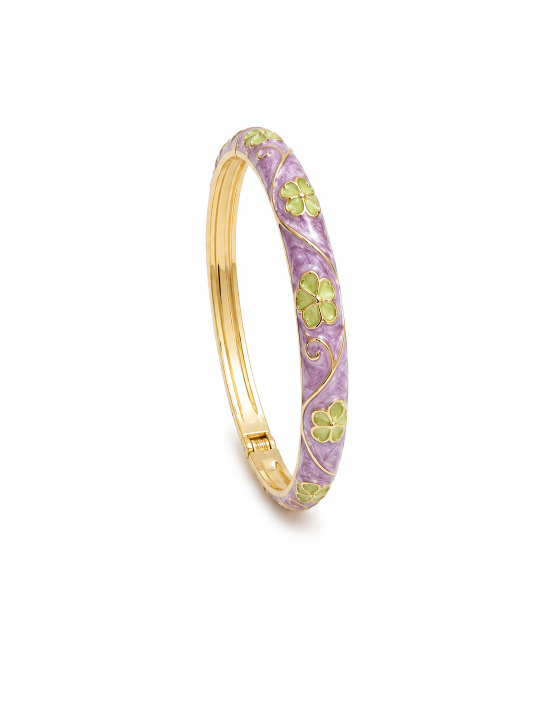 Bracelet Jonc Émaillé Fleuri – Ouverture Clipsée