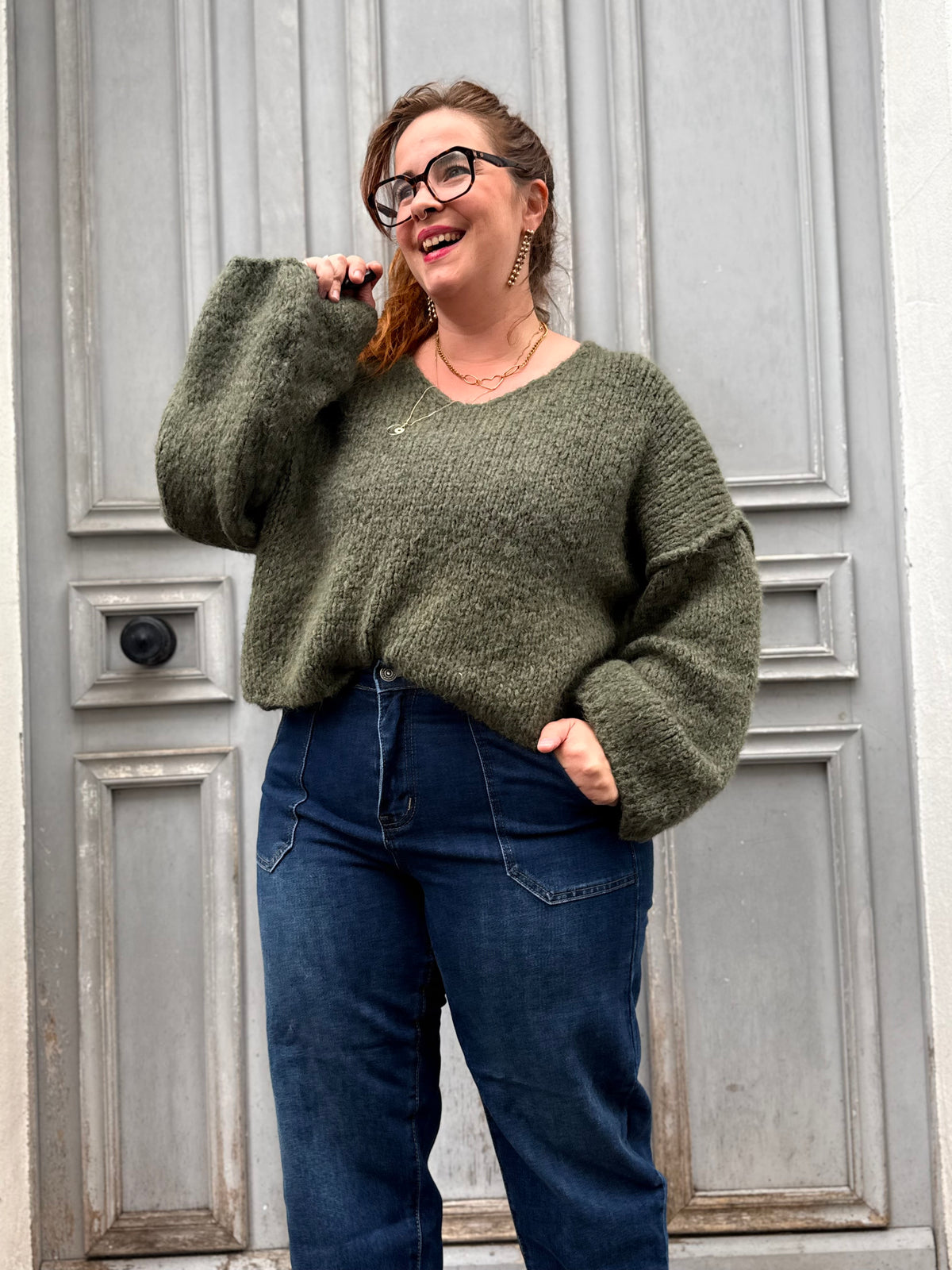 Jean large femme bleu – coupe loose