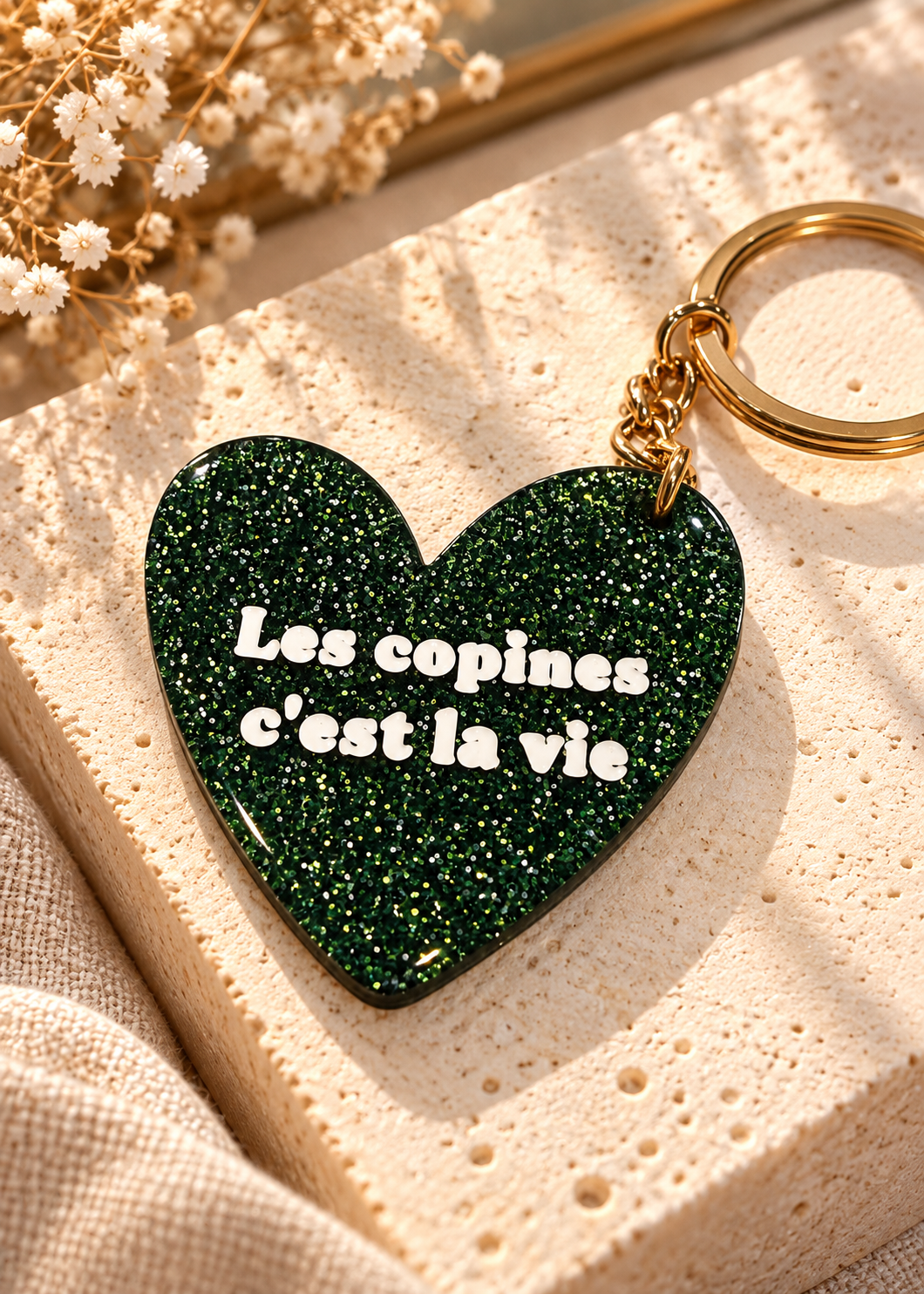 Porte-clés cœur à message