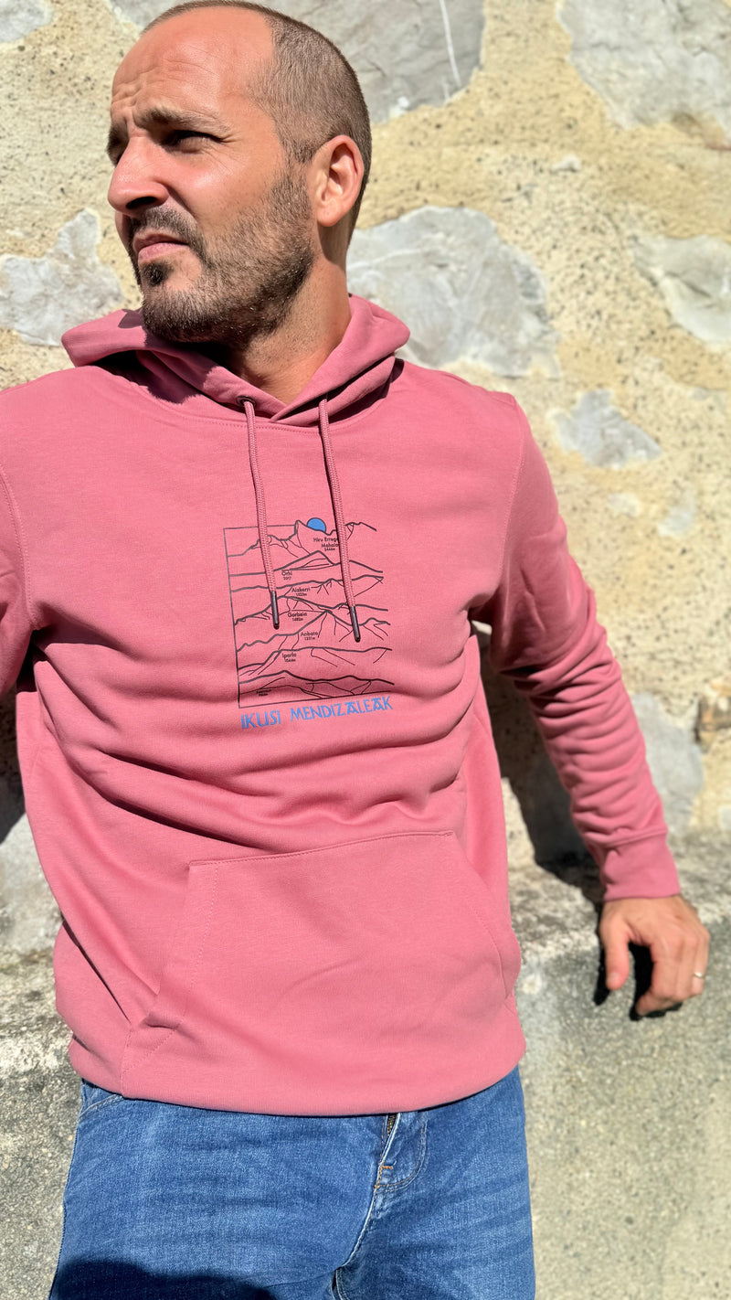 Sweat à capuche EZ KEXA “Mendizaleak” – Montagnes basques – Coton bio & recyclé – 3 coloris