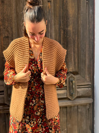 Gilet sans manches femme en grosse maille