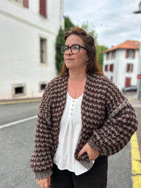 Gilet Ouvert Rayures Tricot Chunky