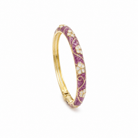 Bracelet Jonc Émaillé Fleuri – Ouverture Clipsée