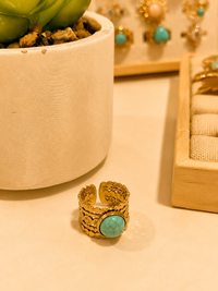 Bague Réglable Turquoise - Acier Inoxydable | 12 Modèles