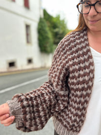 Gilet Ouvert Rayures Tricot Chunky