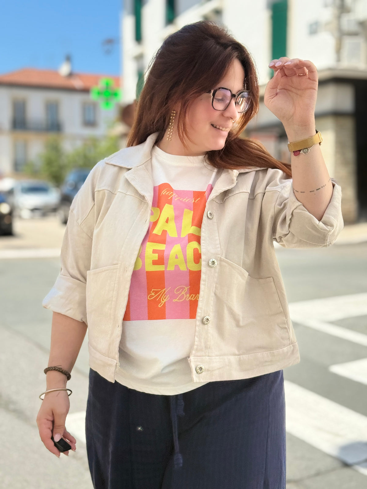 Veste Chemise Oversize Manches Courtes – Taille Unique
