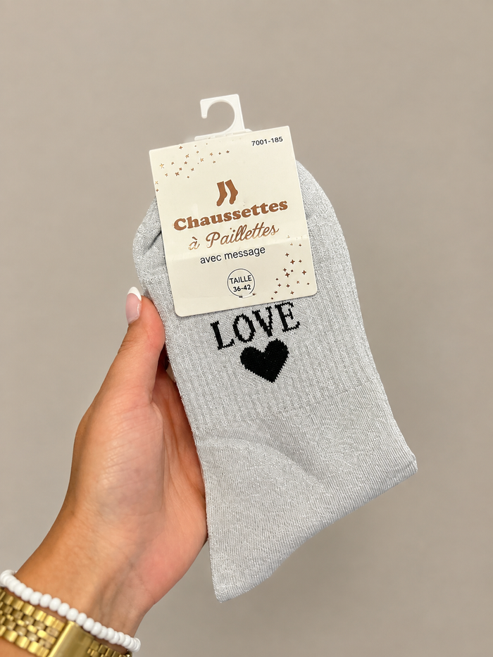 Chaussettes à Paillettes ✨ Message LOVE – Plusieurs Couleurs