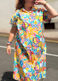 Robe longue imprimée colorée taille unique - vue en mouvement