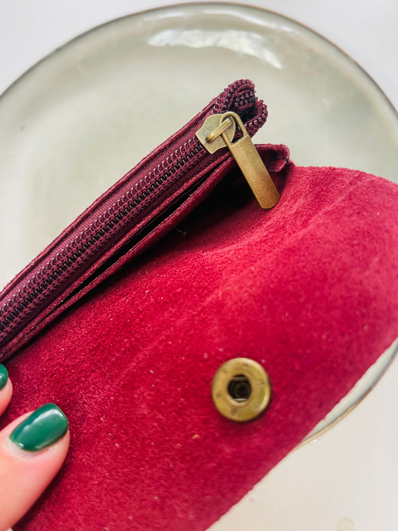 Porte monnaie Cuir véritable- rouge sang