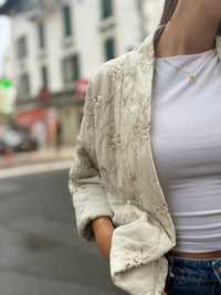Veste Kimono Brodée & Sequins – Écru