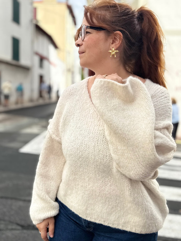 Gros pull en maille - Ecru