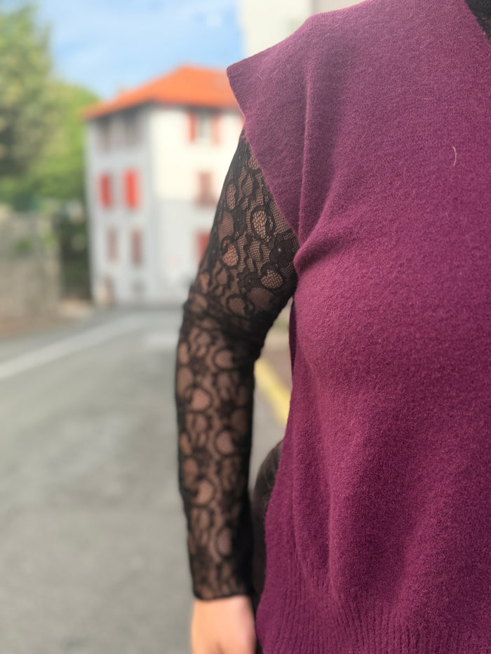 Petit haut en dentelle - Noir - Taille unique