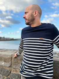 Pull marinière homme Ez Kexa MARINERA – Boutons à l’épaule