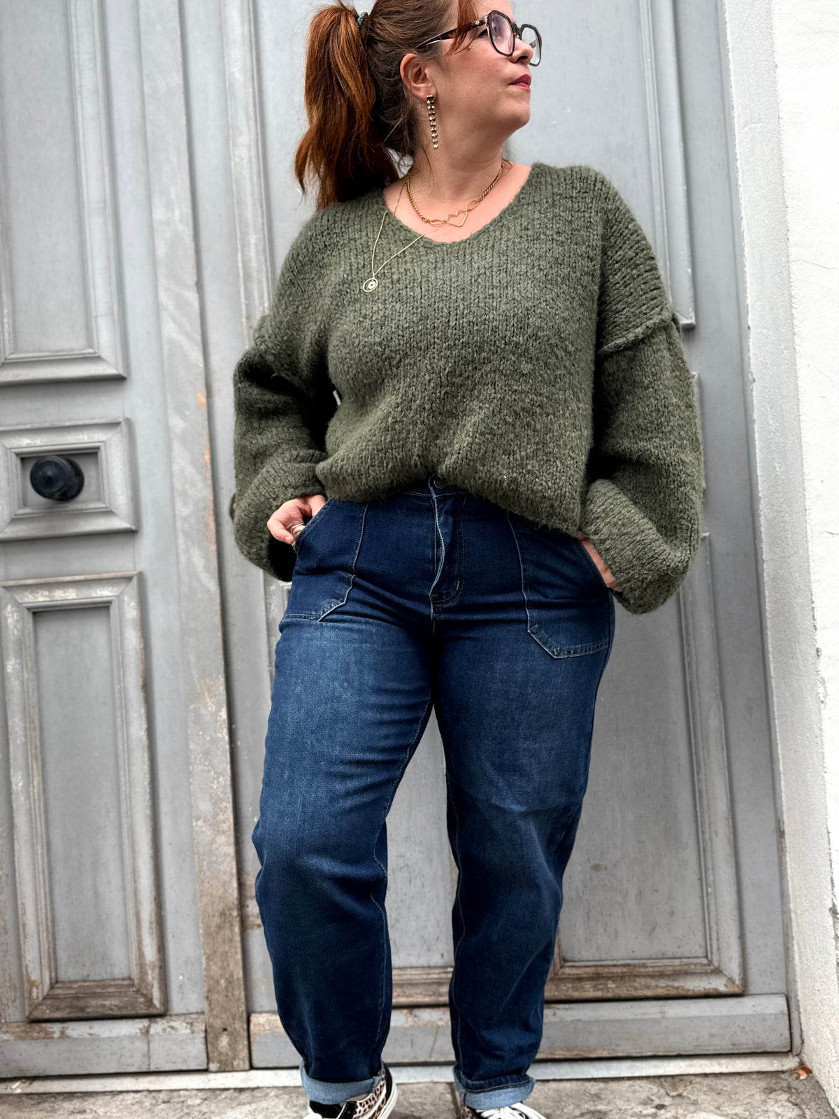 Jean large femme bleu – coupe loose