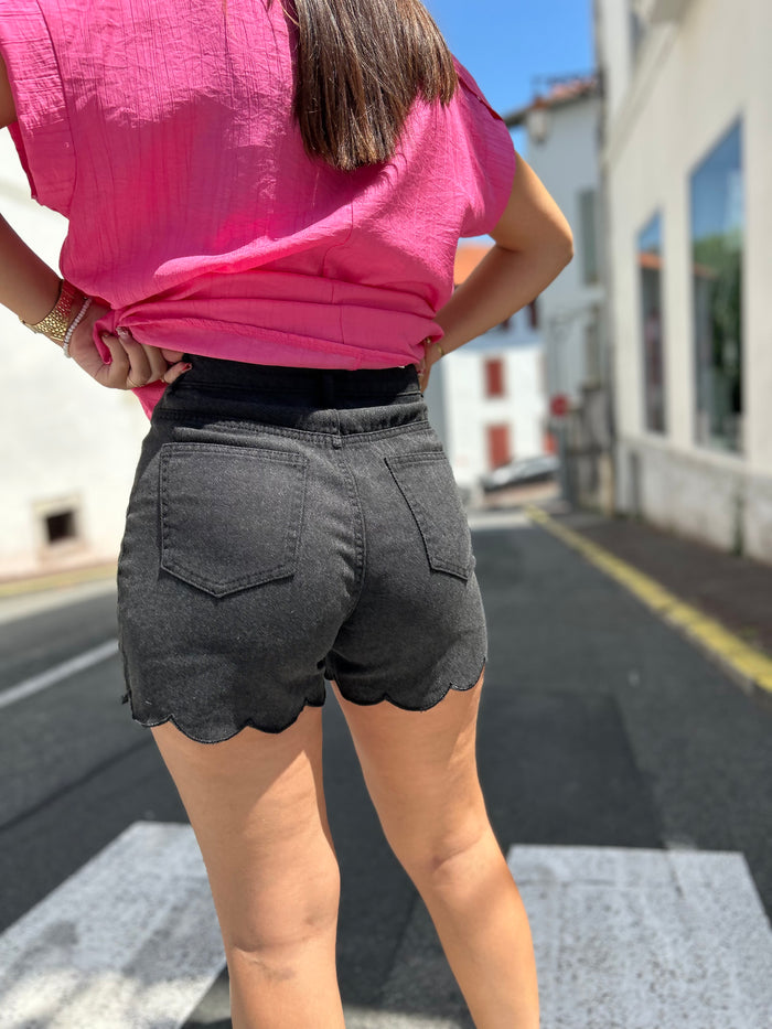 Short Tulipe Rock Noir – Jean Premium Femme Coupe Bohème