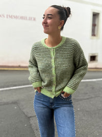Cardigan Rayures Boutons Très Doux