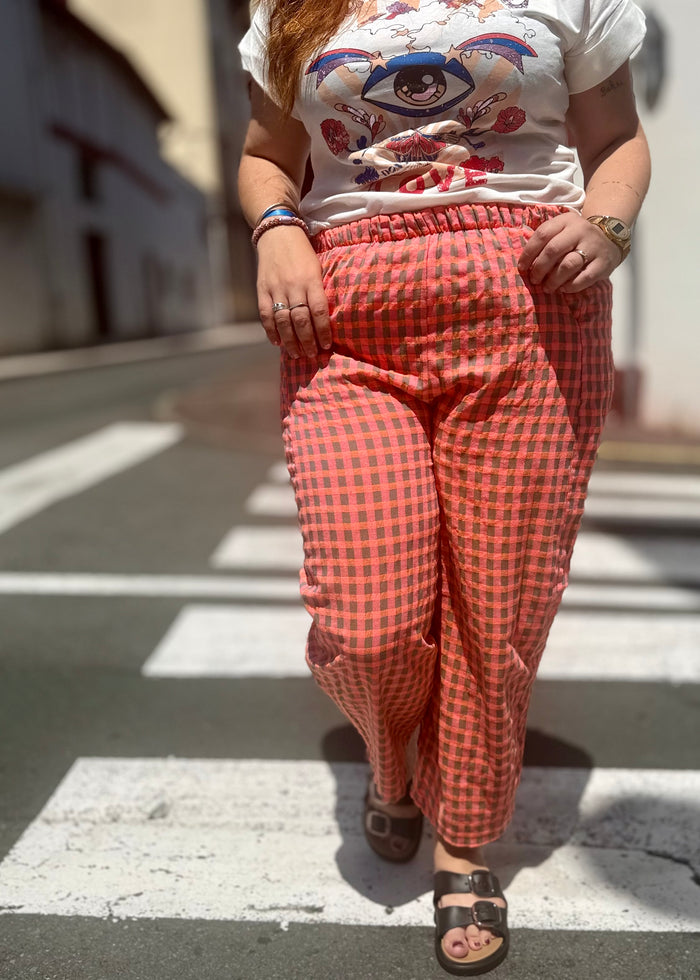 Pantalon Carreaux Taille Élastique – Taille Unique